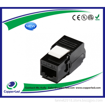 UTP Cat.6A Keystone jack 180 degree black color